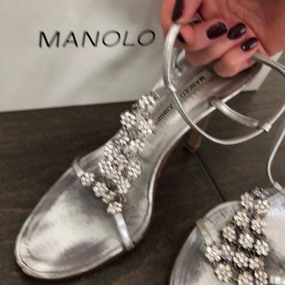 Manolo Blahnik Silver Heels - Picture 2 of 10